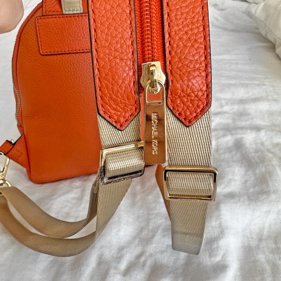 MICHALE KORS ERIN TANGERINE ORANGE MINI STUDS LEATHER BACKPACK - Picture 7 of 11
